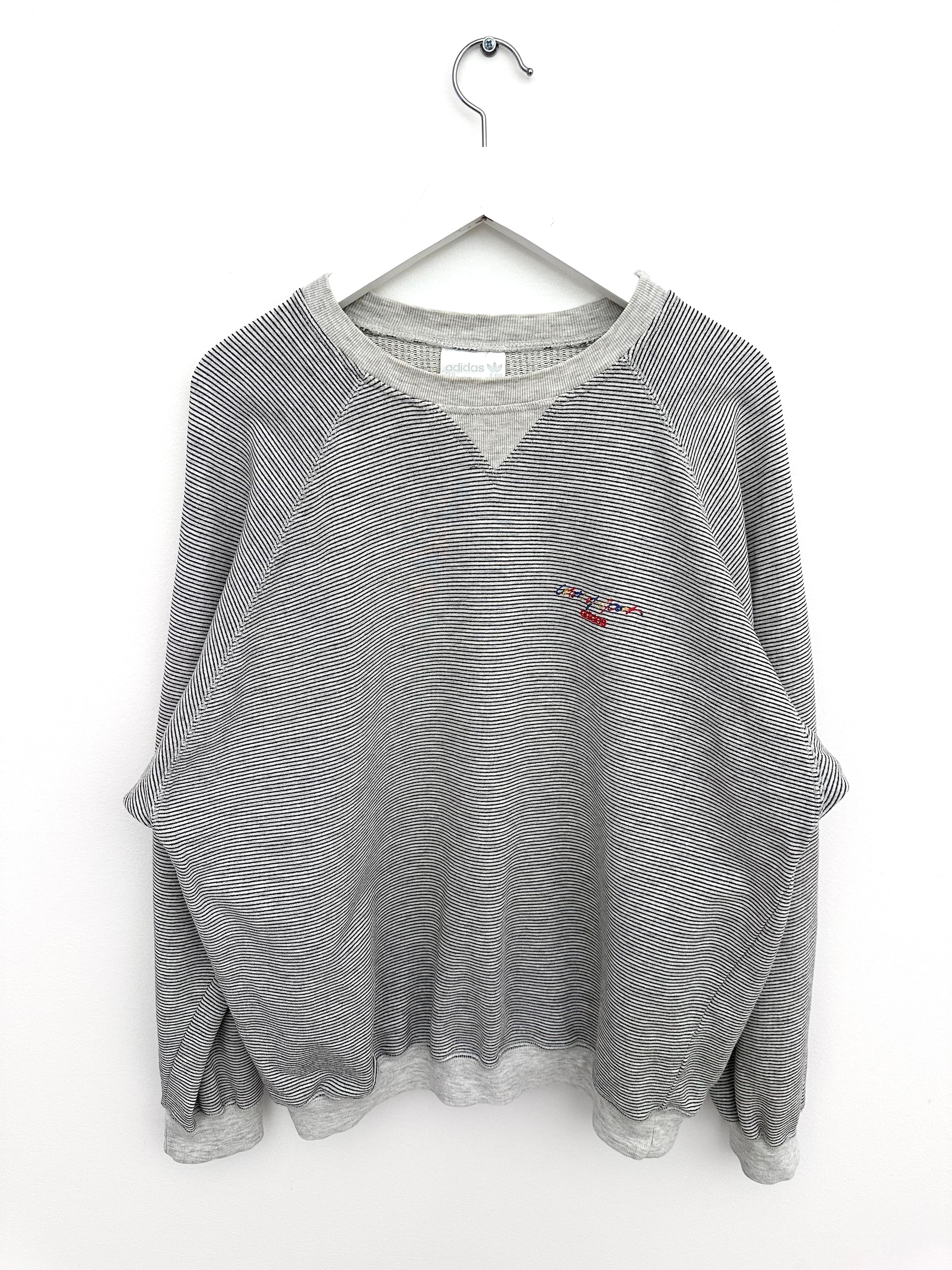 Vintage Adidas Sweatshirt — Colors of Sport — Needle Striped Grey